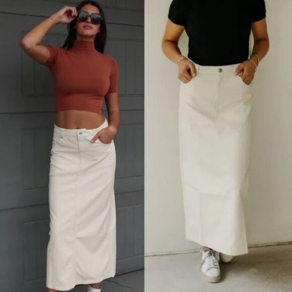 Free People Vegan Leather Maxi Skirt Size 8 New - Picture 1 of 6